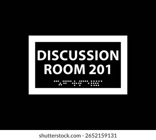 Acrílico 3D Lettering Sala de Discussão 201 Nome Placa vetor arte