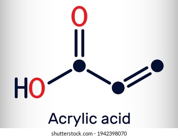 Acrylic acid, propenoic acid molecule. It is unsaturated monocarboxylic acid. Skeletal chemical formula. Vector illustration