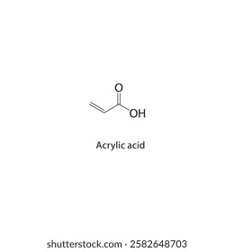 Acrylic acid skeletal structure.Acid compound schematic illustration. Simple diagram, chemical structure.