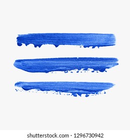 Acrylic art brush painted textured stripes set isolated vector background. 