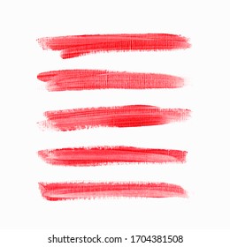 Acrylic art brush painted textured stripes set isolated vector background. Watercolor stroke set.