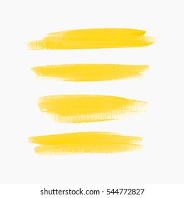 Acrylic art brush painted textured stripes set isolated vector background. Watercolor stroke set.