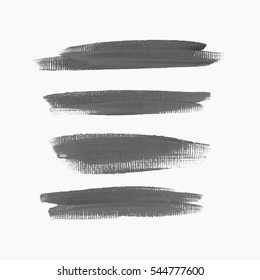 Acrylic art brush painted textured stripes set isolated vector background. Watercolor stroke set.