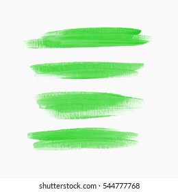 Acrylic art brush painted textured stripes set isolated vector background. Watercolor stroke set.