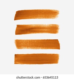 Acrylic art brush painted textured stripes set isolated vector background. Watercolor stroke set.