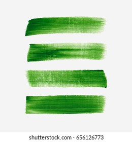 Acrylic art brush painted textured stripes set isolated vector background. Watercolor stroke grunge set.