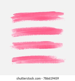 Acrylic art brush painted textured stripes set isolated vector background. Watercolor stroke set.