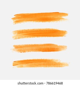 Acrylic art brush painted textured stripes set isolated vector background. Watercolor stroke set.