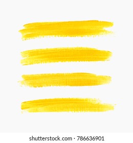 Acrylic art brush painted textured stripes set isolated vector background. Watercolor stroke set.