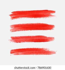 Acrylic art brush painted textured stripes set isolated vector background. Watercolor stroke set.