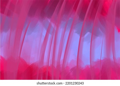 Fondo acrílico sobre lienzo blanco, en colores rosa y violeta, minimalista, salpicaduras y trazos de pintura, ilustración vectorial