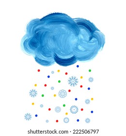 Acrylic banner. Cloud and snowflakes. Vector. Winter.