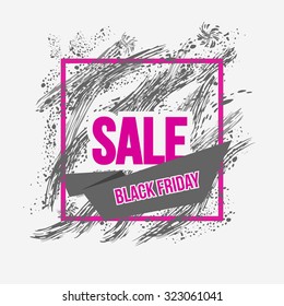 Acrylic banner. Winter. Vector. Blobs, stain, paints blot. Black Friday SALE