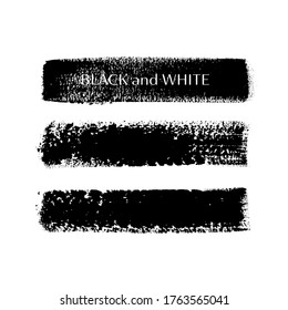 Acrylic black brush paint texture stroke set isolated vector background. 