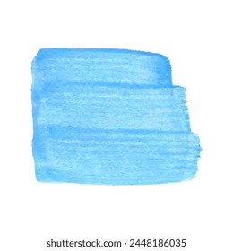 Acrylic blue texture brush stroke hand drawing, isolated on white background.