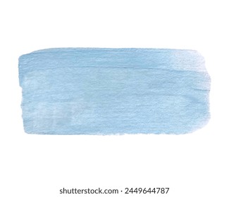 Acrylic blue texture brush stroke hand drawing, isolated on white background.