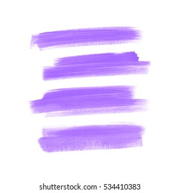 Acrylic brush painted textured stripes set isolated vector background. Watercolor stroke set.