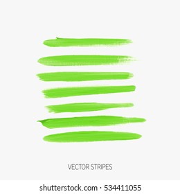 Acrylic brush painted textured stripes set isolated vector background. Watercolor stroke set.