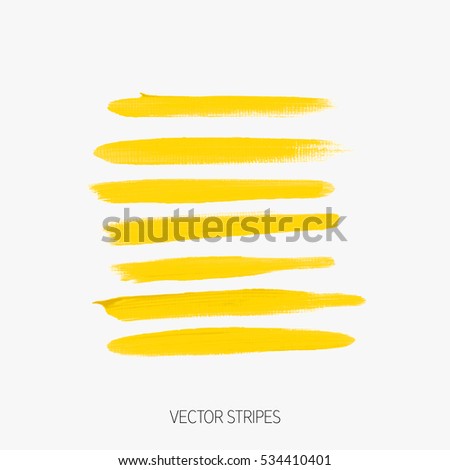 Acrylic brush painted textured stripes set isolated vector background. Watercolor stroke set.