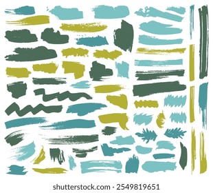 Acrylic brush stroke dirty graphic elements vector collection. Paintbrush black splashes isolated on white. Border lines. Banner watercolor backgrounds. Strokes, drawn back stamps.