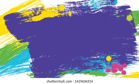 Acrylic brush strokes. Design element with vibrant color smears of paint. Abstract brush textures isolated on white background. Vector illustration
