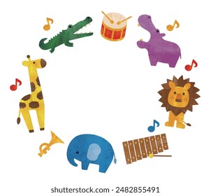 acrylic color animals and musical instrument frame