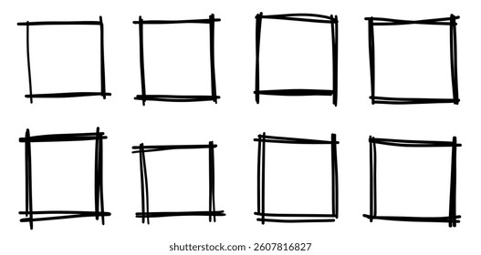 Acrylic crayon rectangle frame shapes stroke dry brush smear set. Textured graffiti blob smudge illustration collection. Chalk ink strokes doodle