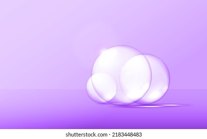 Acrylic crystal balls for product presentation on pastel colored background, transparent geometric pedestals.