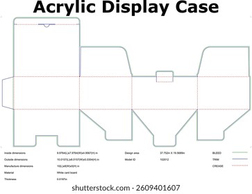 Acrylic Display Case Die Cut Template Packaging Design, Folding Box