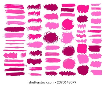 Acrylic distorted brush stroke vector group. Hand drawn inkblot streak whimsical shapes. Streak blot web banner stamp set. Brushstroke ink spots design.