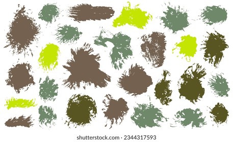 Acrylic dust brush stroke mega group. Isolated smudge blotch creative elements. Drip stain sale sticker imprint batch. Brushstroke gouache blots drawing.