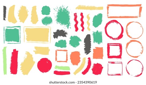 Polvo acrílico daub mega lote. Cuadro de borde libre con formas modernas. Smudge splash sale sticker backdrop bundle. Diseño de manchas acuáticas de pincel.