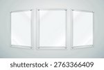 Acrylic Glass A4 Poster Frame Mockup. Transparent Rectangular Certificate and Company Award Display Plexiglass Holder Vector Illustration