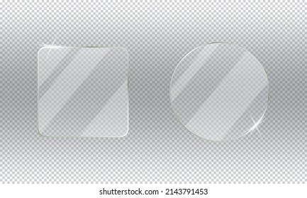 Acrylic or glass plates with reflection effect for mockup on a transparent background