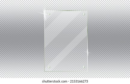 Acrylic or glass plates with reflection effect for mockup on a transparent background