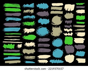 Collection mega grunge brosse acrylique. L'objet blot à la main ferme a des formes vieillies. Groupe d'arrière-plan de bannière à texture de tache de boue. Conception des taches d'encre de trait de brosse.