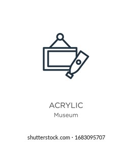 Acrylic icon. Thin linear acrylic outline icon isolated on white background from museum collection. Line vector sign, symbol for web and mobile