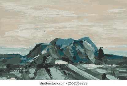 Fondo de pintura de paisaje de montaña de acrílico