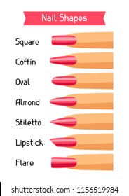 Acrylic nail shapes set. Various types of manicure.