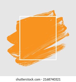 acrylic paint brush stroke vector logo on square frame. Perfect design for sales titles and banners.