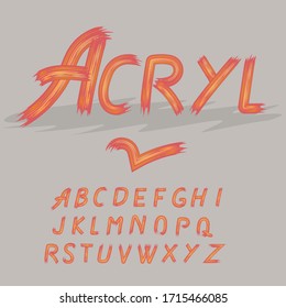 Acrylic paint font alphabet. Brush painted letters for your design. Vector illustration.