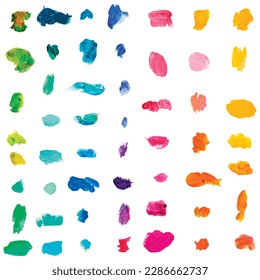 Acrylic paint splat vector on white background, Isolate acrylic brush stroke painting clipart, watercolor painting splat stroke for graphic elements