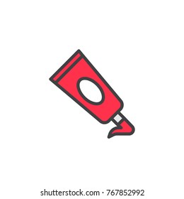 Acrylic paint tube filled outline icon, line vector sign, linear colorful pictogram isolated on white. Symbol, logo illustration. Pixel perfect vector graphics