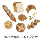 Acrylic Painting Bread Icon Set