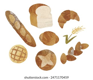 Acrylic Painting Bread Icon Set