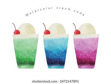 Acrylic painting various ice cream soda watercolor