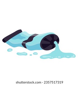 Acrylic paints in an open tube. Vector illustration in cartoon flat style isolated on white background.