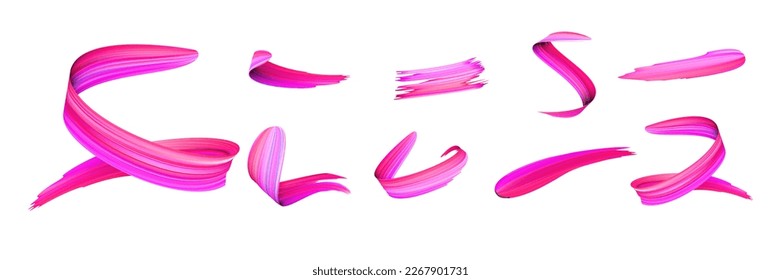 Acrylic pink paint brush strokes  vector bright spiral purple gradient waves 3d paint brush texture background  Digital painted paintbrush color paint strokes   smudges