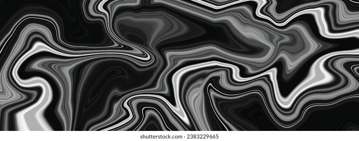 Acrylic pour black and gray gradient color liquid marble abstract surfaces design. Creative swirled or curve of oil paint for marble texture abstract vector design.