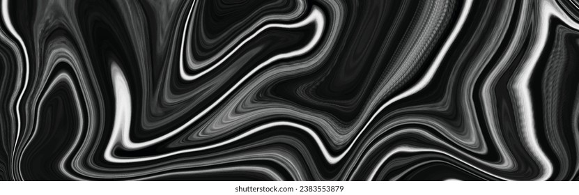 Acrylic pour black and gray gradient color liquid marble abstract surfaces design. Creative swirled or curve of oil paint for marble texture abstract vector design.